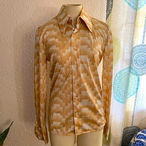 Vintage Nik Nik made in Italy graphic men’s shirt large collared Retro 70s small